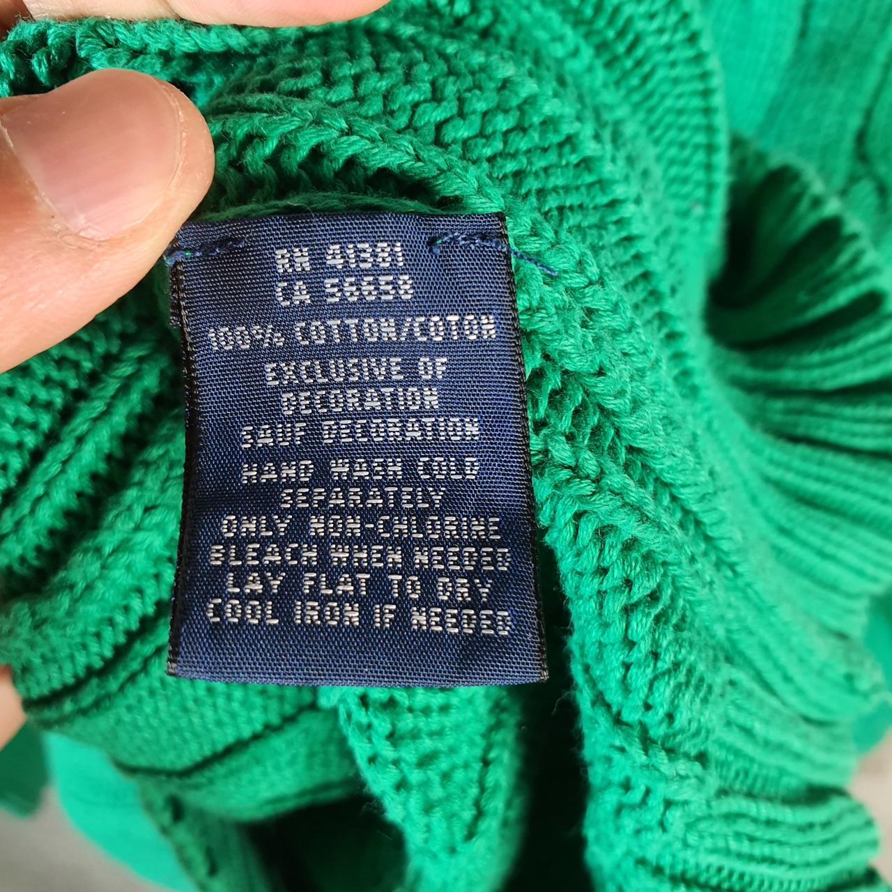 Vintage Ralph Lauren Polo Cable Knit Heavyweight Sweatshirt Womens Large Green Pony C8856