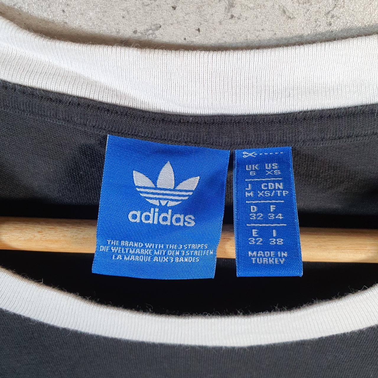 Vintage Adidas Trefoil Retro T Shirt Womens XS Black Three Stripes Logo Athletic