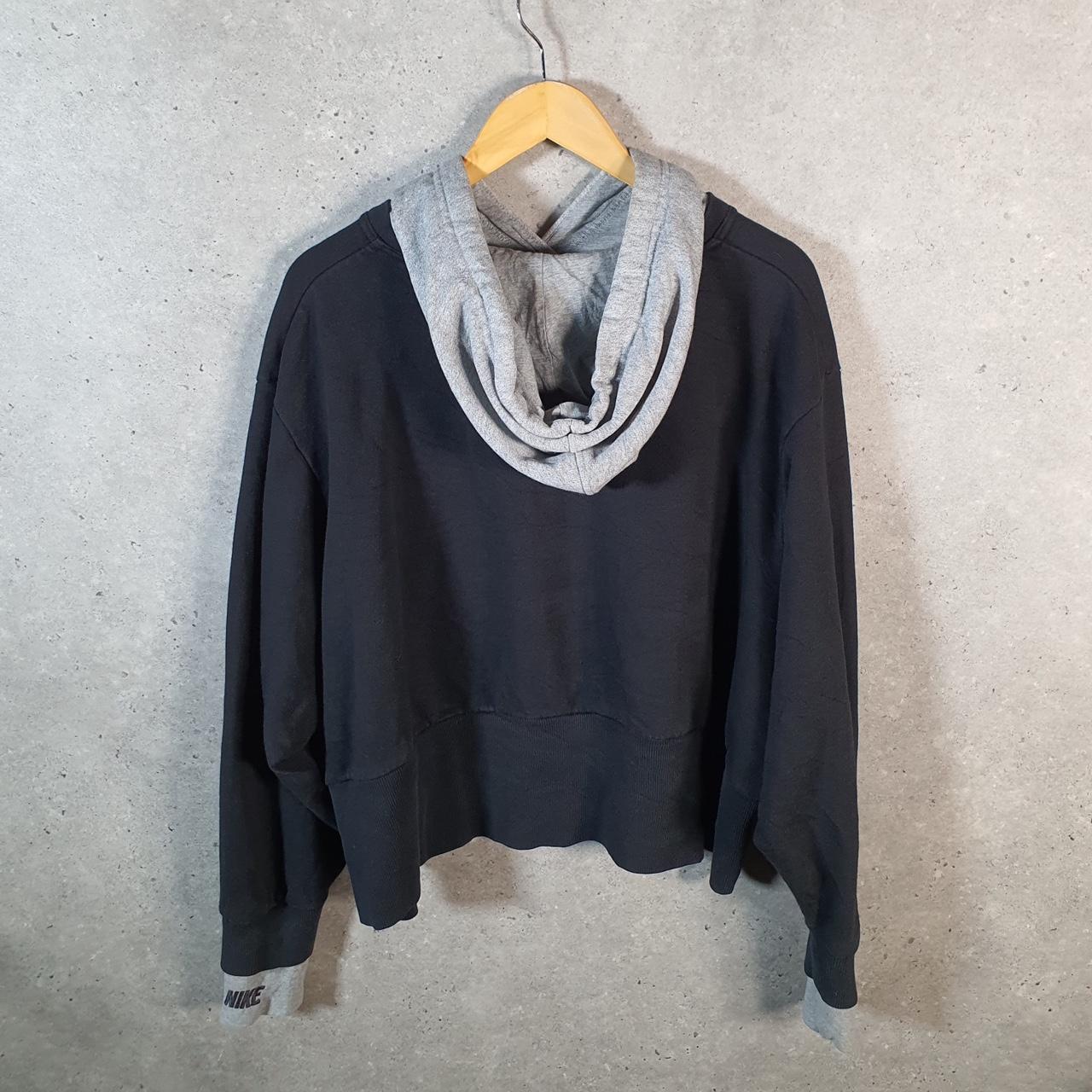 Vintage Nike Centre Swoosh Hoodie Womens XL Black Y2K Pullover Sweatshirt Logo Big Fish Vintage