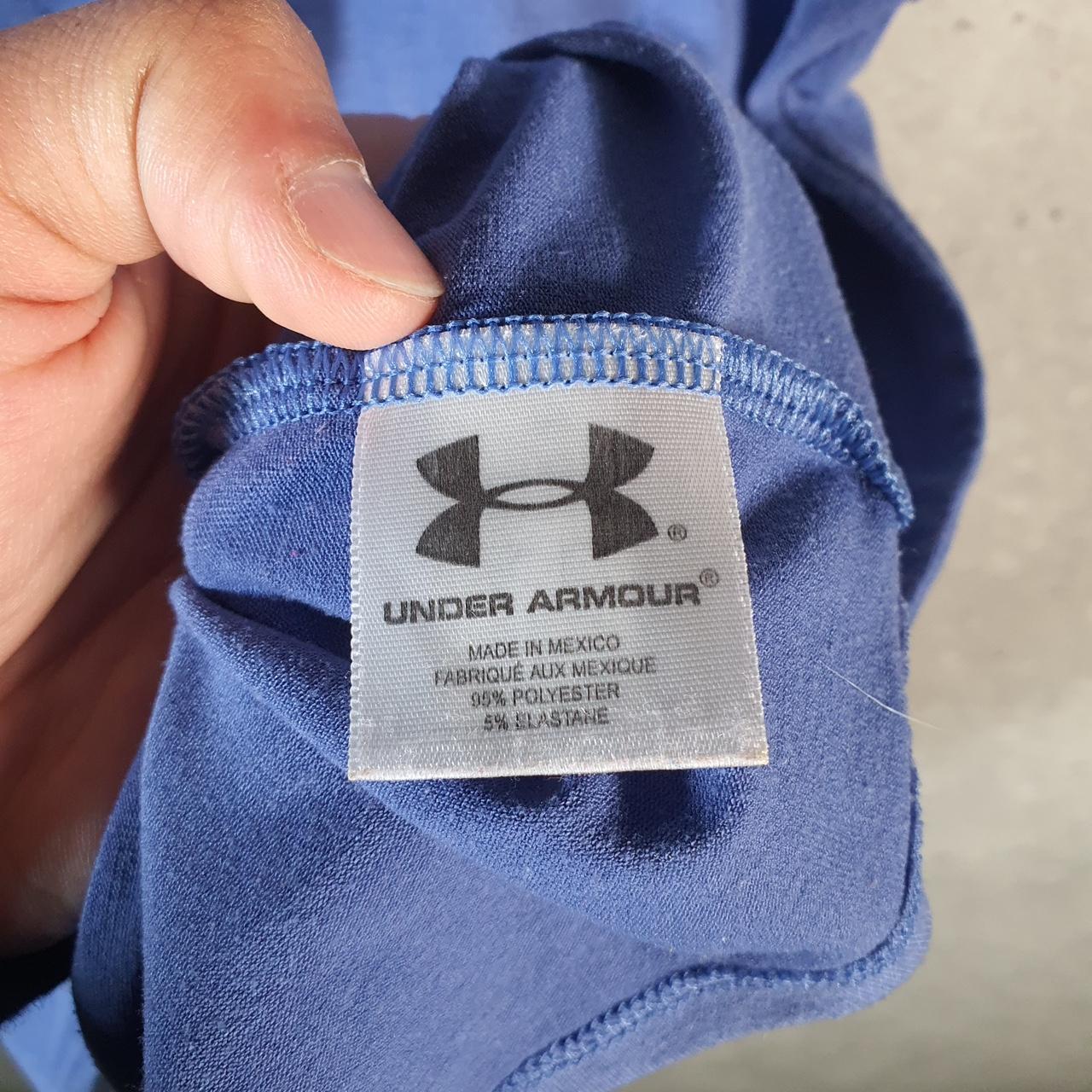 Vintage Under Armour Spellout T Shirt Shirt Womens Large Blue Loose Heat Gear Athletic C9667