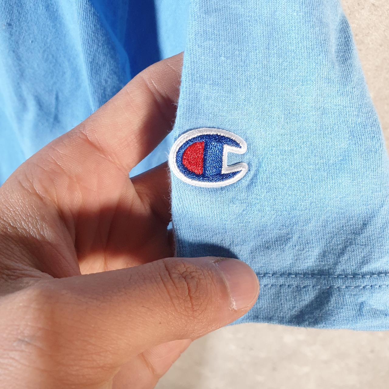 Vintage Champion Embroidered T Shirt Men’s XL Blue Casual Blank Athletic