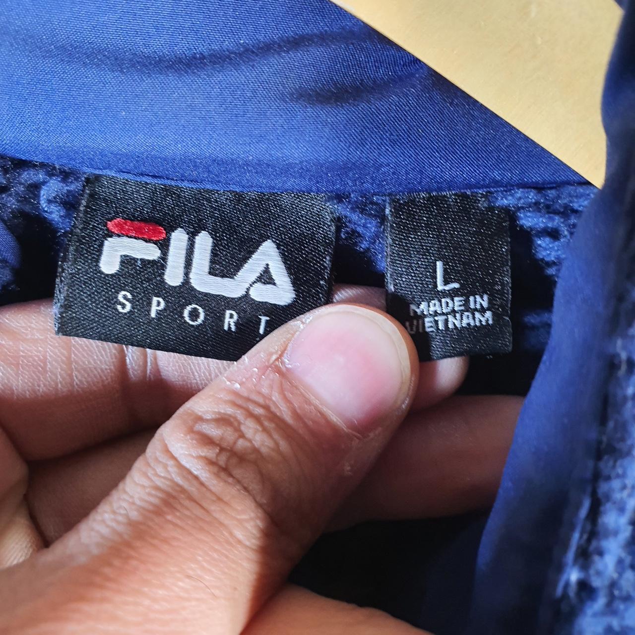 Vintage Fila Full Zip Fleece Sweatshirt Womens Large Blue Teddy Logo