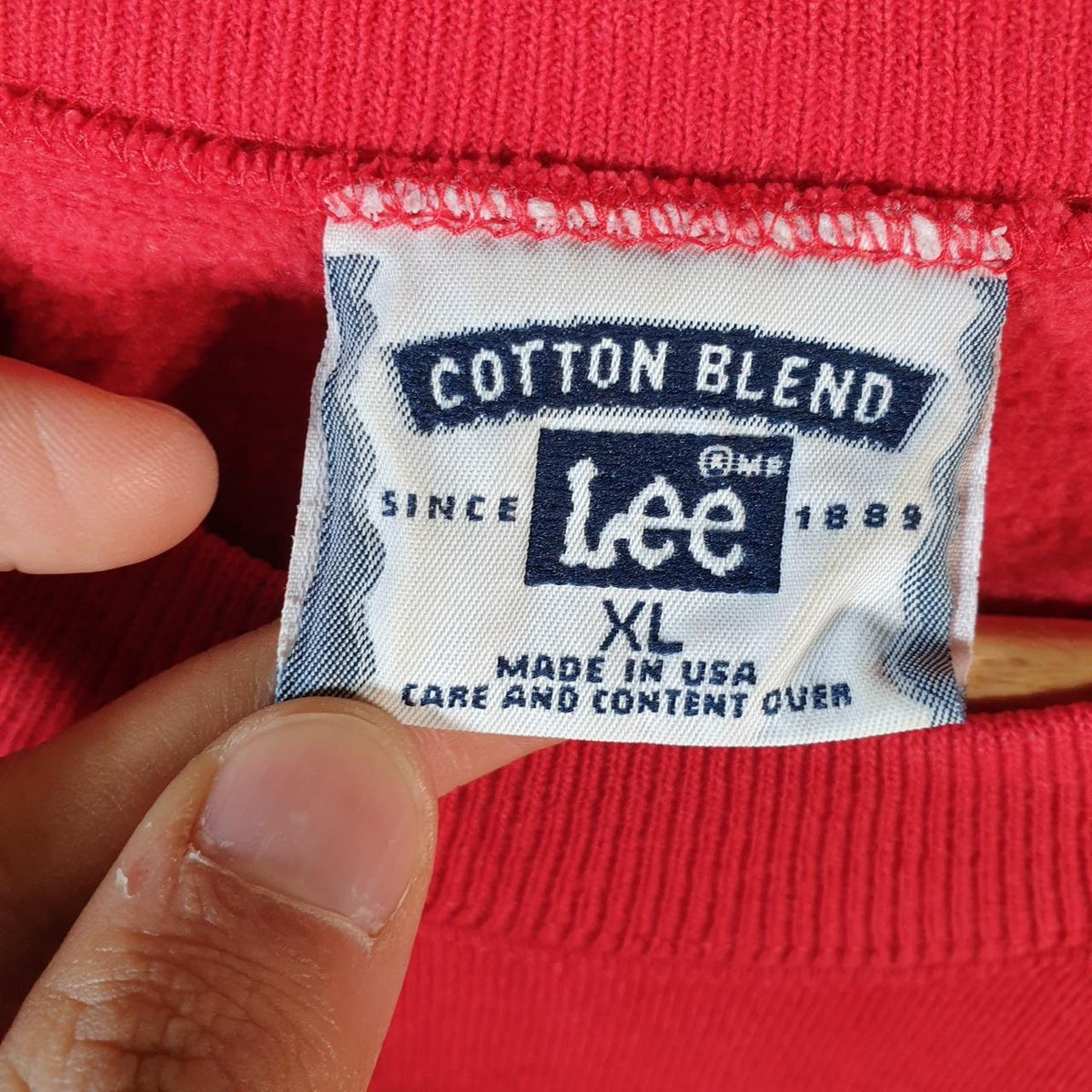 Vintage Lee 1999 Cotton Blend Sweatshirt Men’s XL Red USA Harper Park School Leesburg Virginia