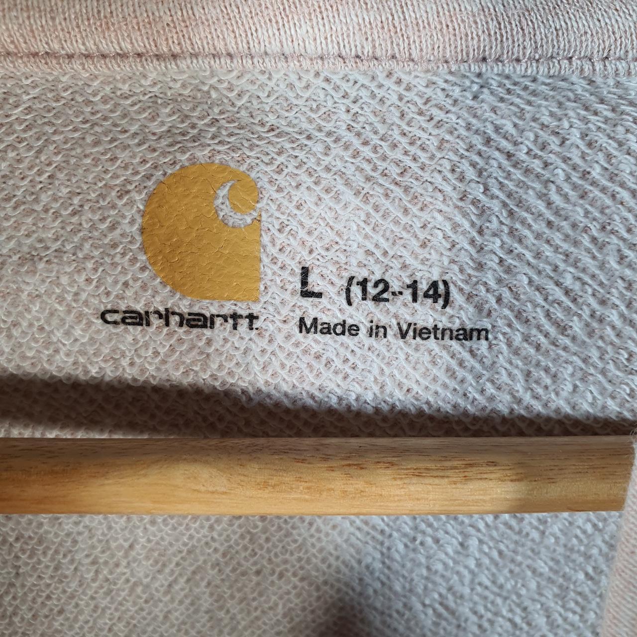 Vintage Carhartt Hoodie Womens Large Pink Pullover Blank Sweatshirt USA Relaxed Fit