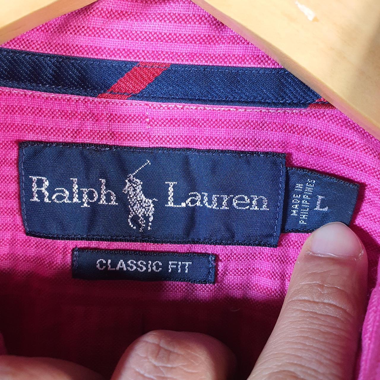 Vintage Ralph Lauren Button Down Shirt Men’s Large Pink Classic Cotton Pony Casual Big Fish Vintage