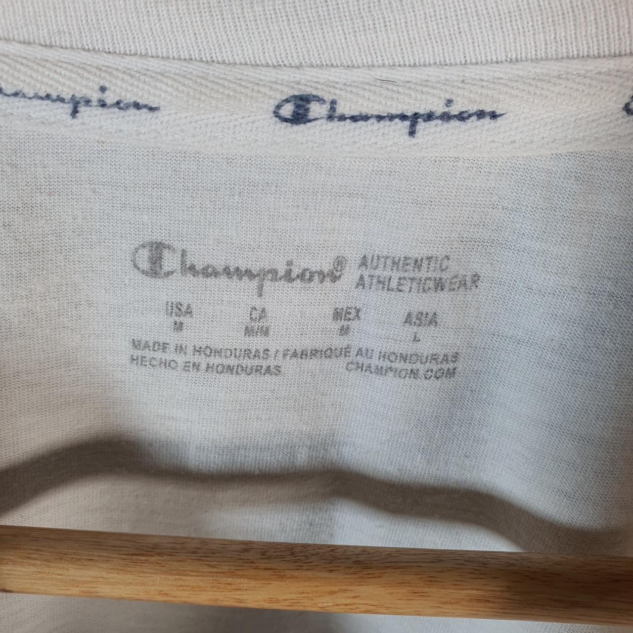 Vintage Champion Spellout Logo Cropped T Shirt Womens Medium White Athletic C9845