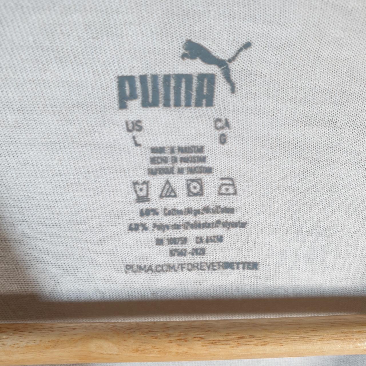 Vintage Puma Spellout T Shirt Mens Large Slim White sports Logo Athletic