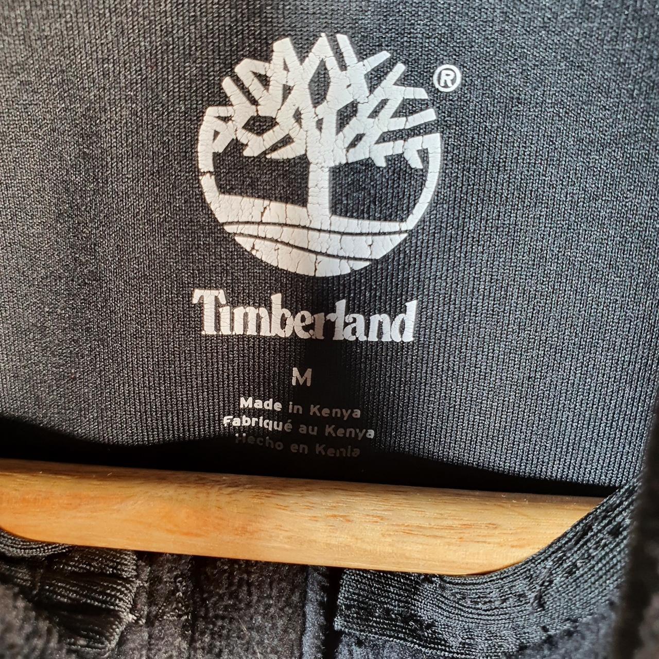 Vintage Timberland 1/4 Zip Fleece Sweatshirt Mens Medium Black Spellout Logo Winter