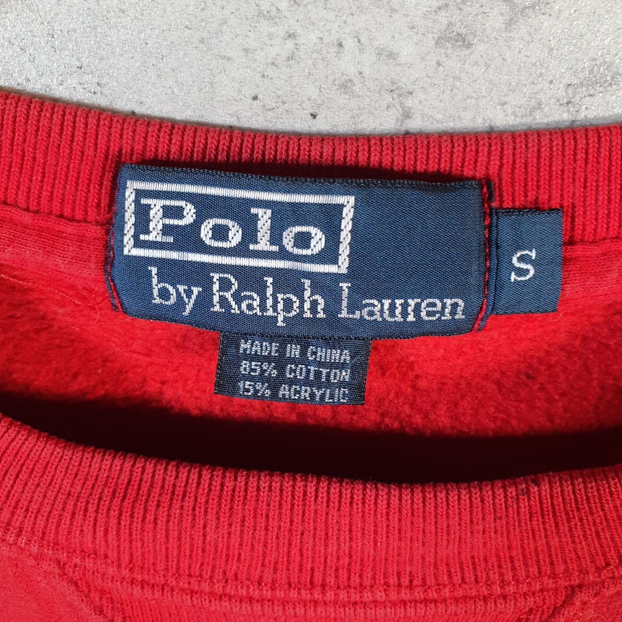 Vintage Ralph Lauren Polo Sweatshirt Men’s Small Red Boxy Baggy Cotton Pullover Pony