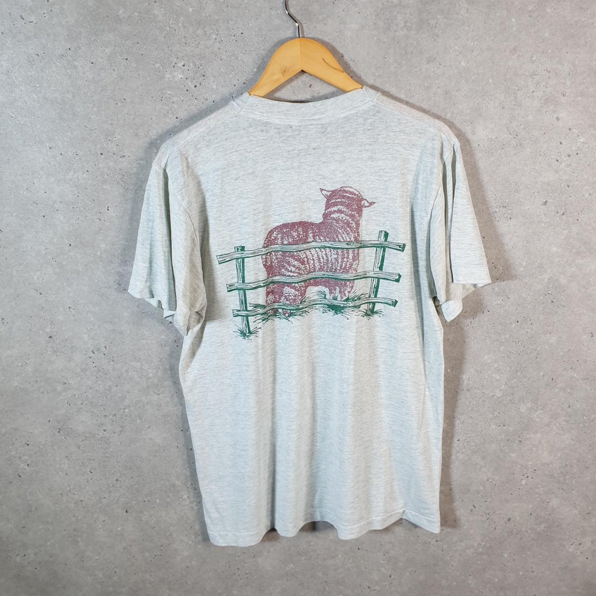 Vintage Screen Stars Firestone Farm Merino Sheep Michigan USA Single Stitch T Shirt Men’s Large Grey C8145