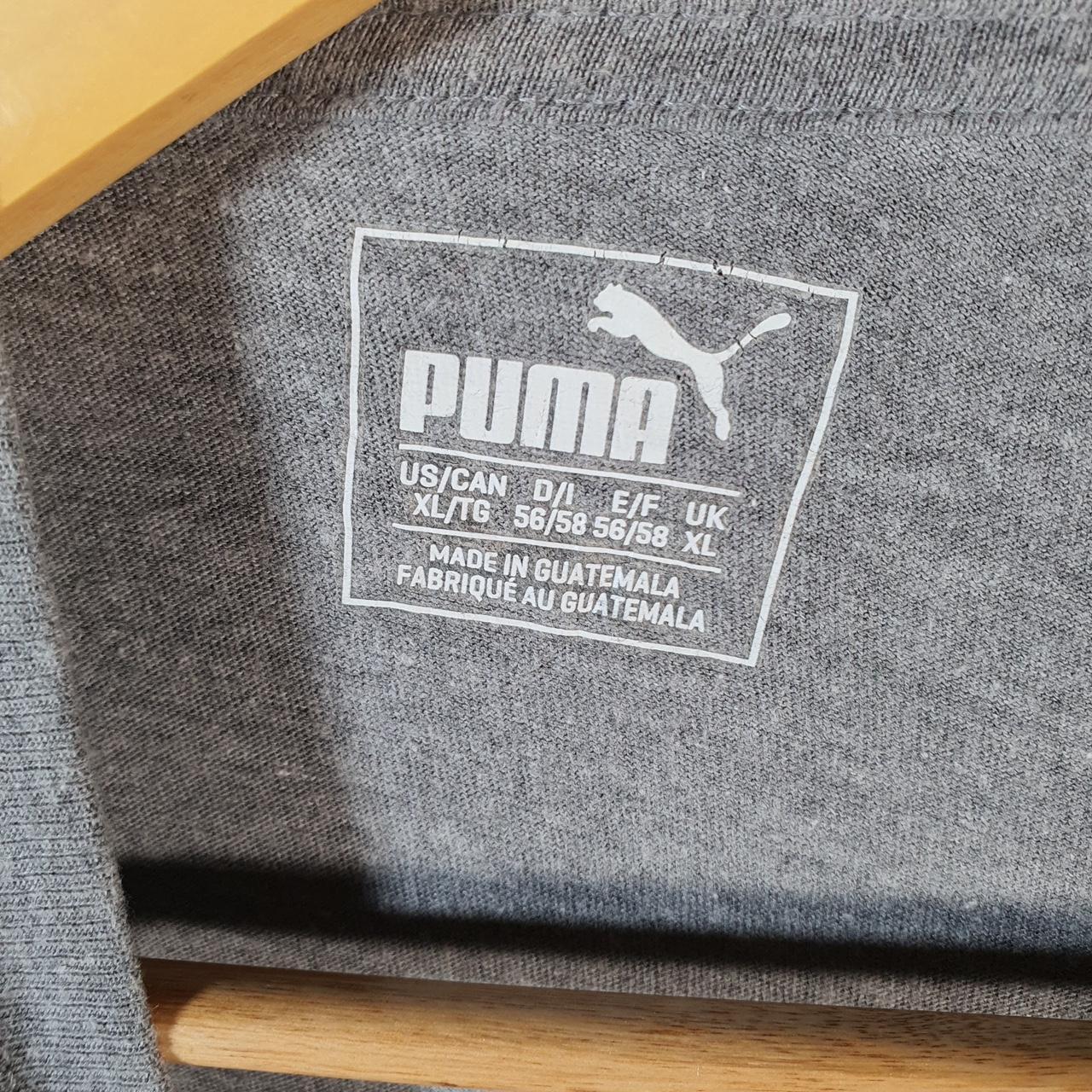 Vintage Puma Spellout T Shirt Men’s XL Grey Logo Athletic Casual