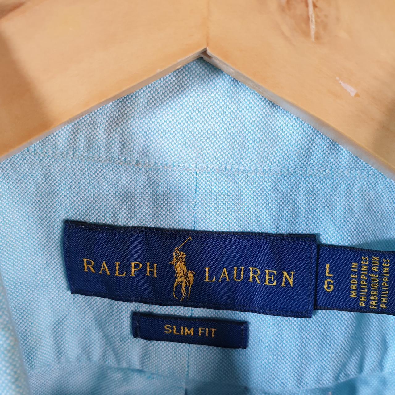 Vintage Ralph Lauren Button Down Shirt Men’s Large Blue Slim Fit Pony Casual C8081