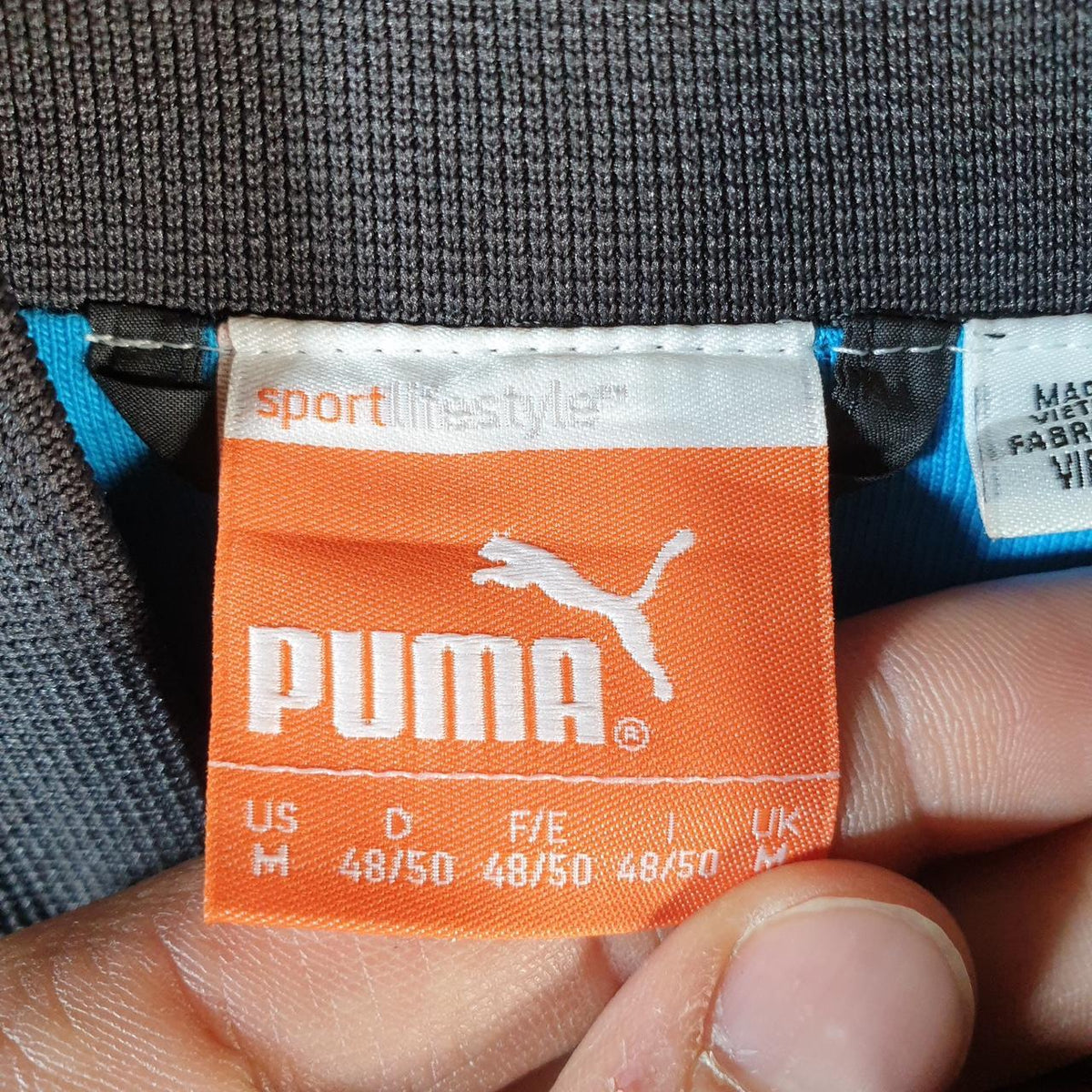 Vintage Puma Windbreaker Track Jacket Mens Medium Grey USA Embroidered Full Zip