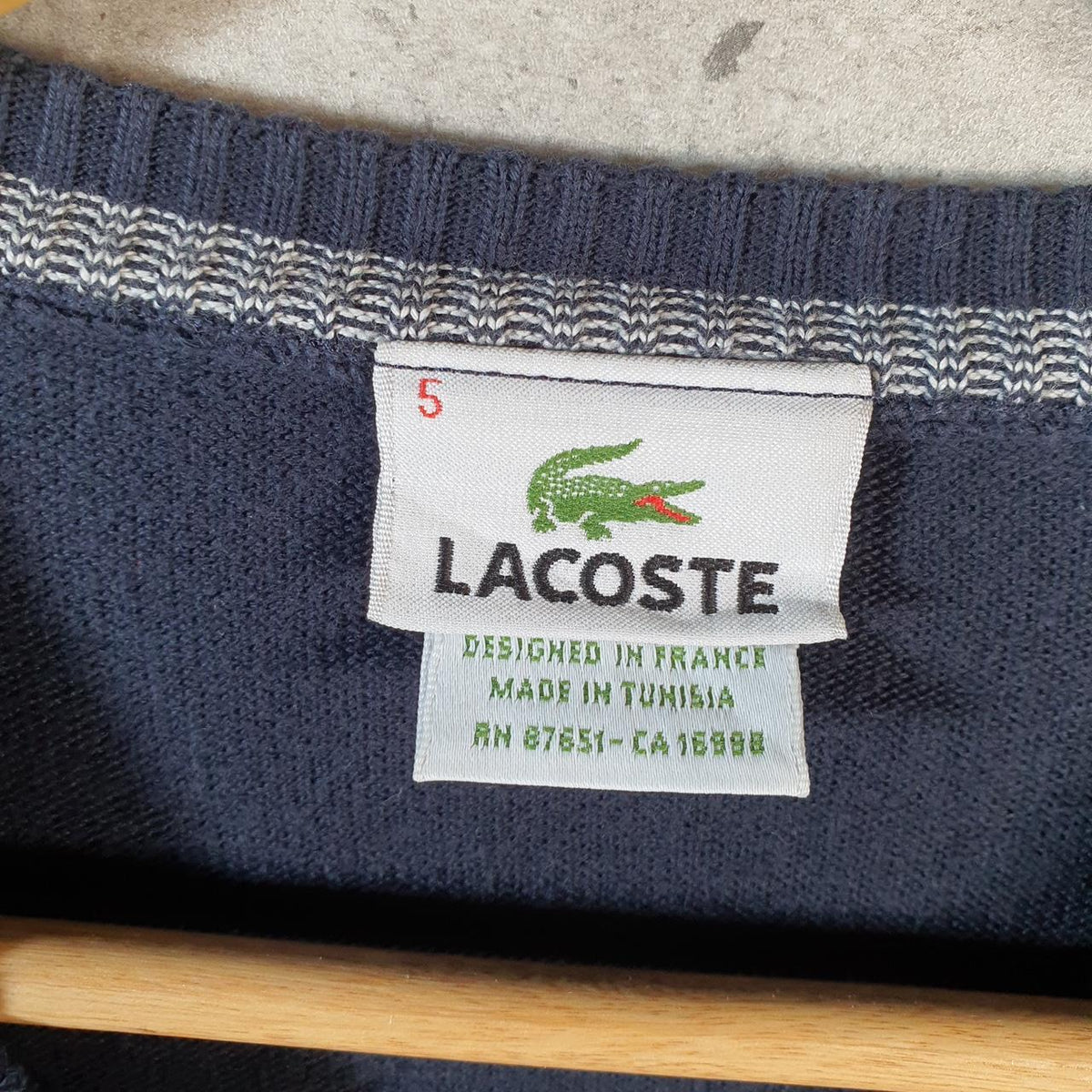 Vintage Lacoste Sweatshirt Men’s Medium Navy Blue Pullover Logo Y2K Jumper Logo