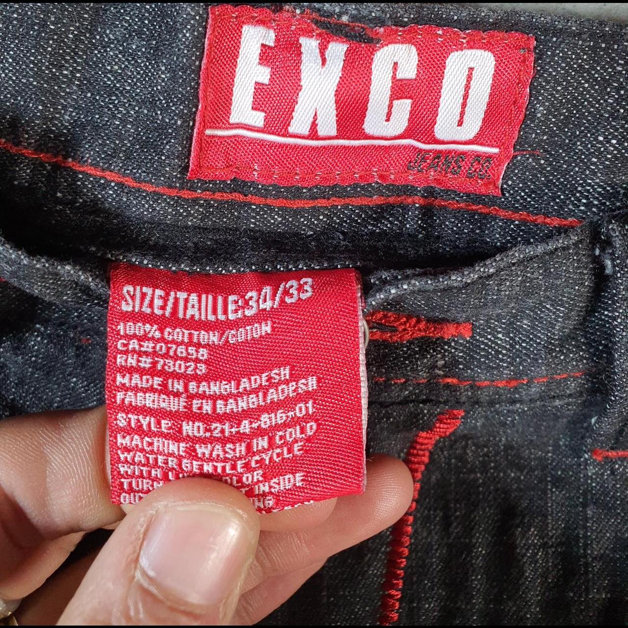 Vintage Exco Baggy Y2K Hip Hop Jeans Mens W34 L30 Grey Embroidered Denim Wide Leg Big Fish Vintage