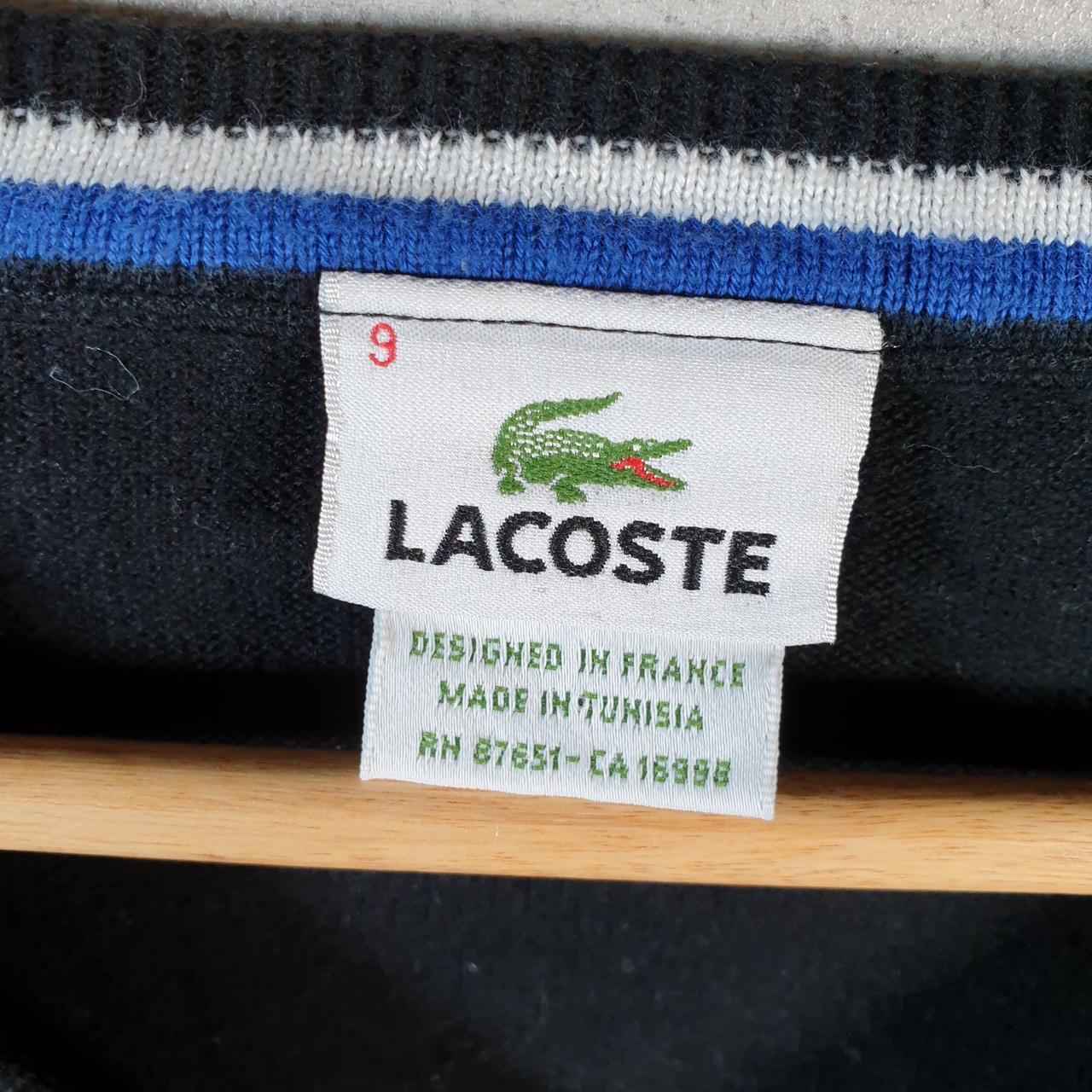 Vintage Lacoste Sweatshirt Men’s 2XL Black Pullover Logo Y2K Jumper Logo Casual