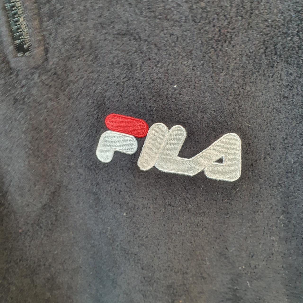 Vintage Fila 1/4 Zip Fleece Pullover Sweatshirt Mens Medium Black Embroidered Logo