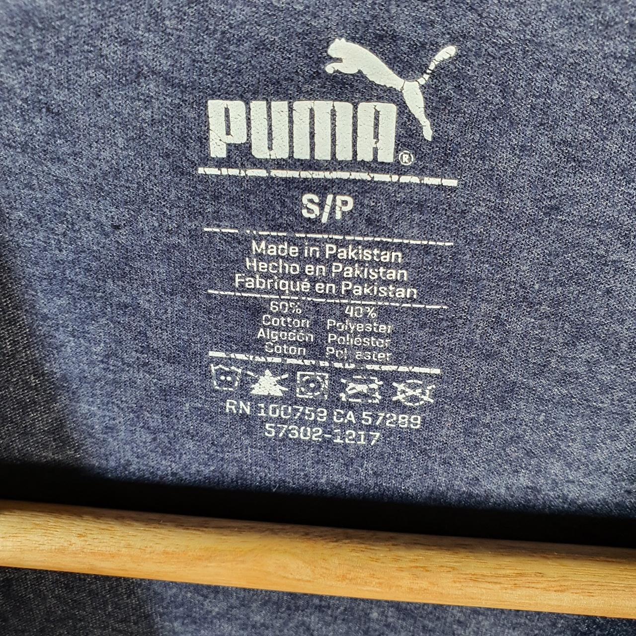 Vintage Puma Spellout T Shirt Mens Small Navy Blue Sports Logo Athletic