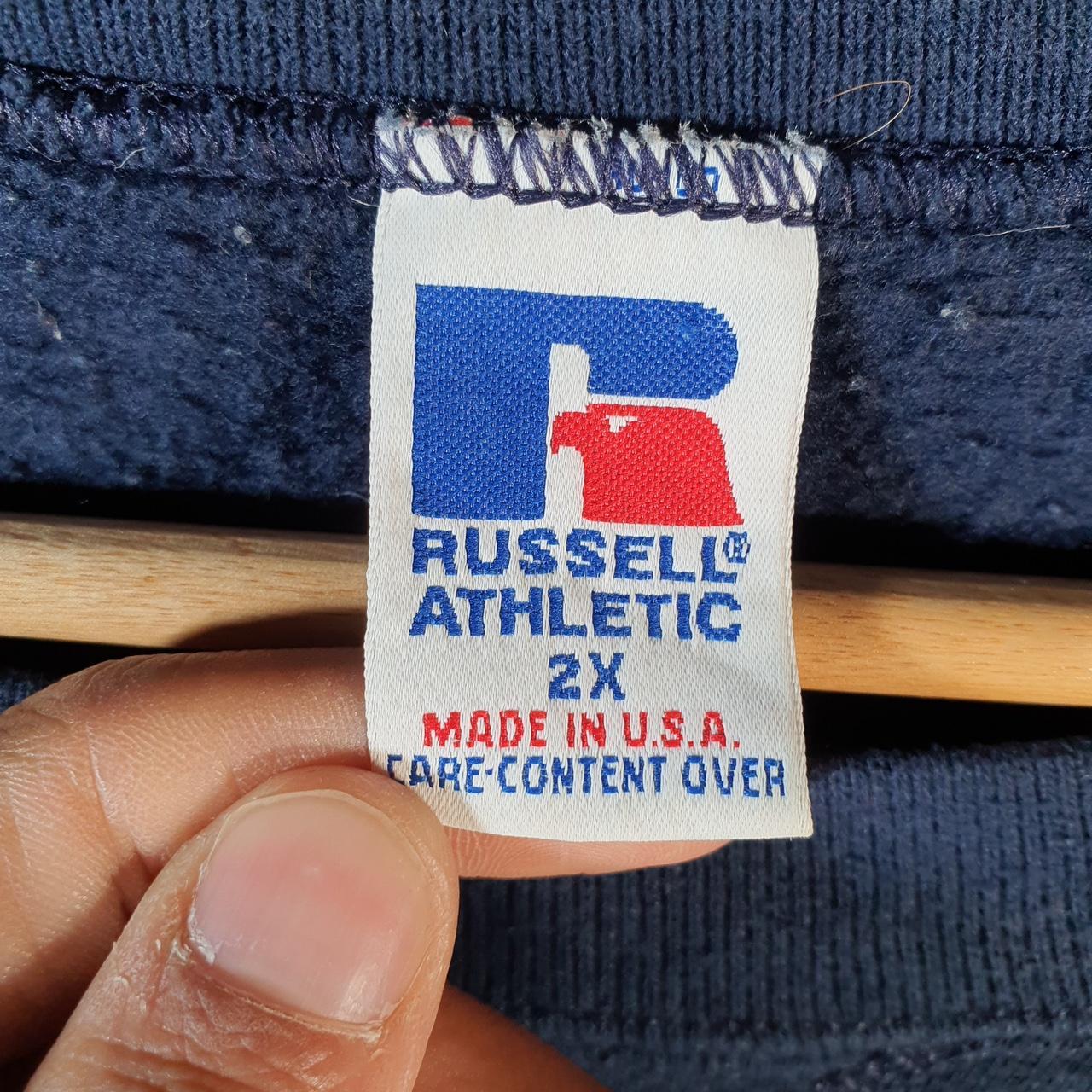 Vintage Russell Athletic USA Blank Sweatshirt Men’s 2XL Navy Blue Pullover Baggy