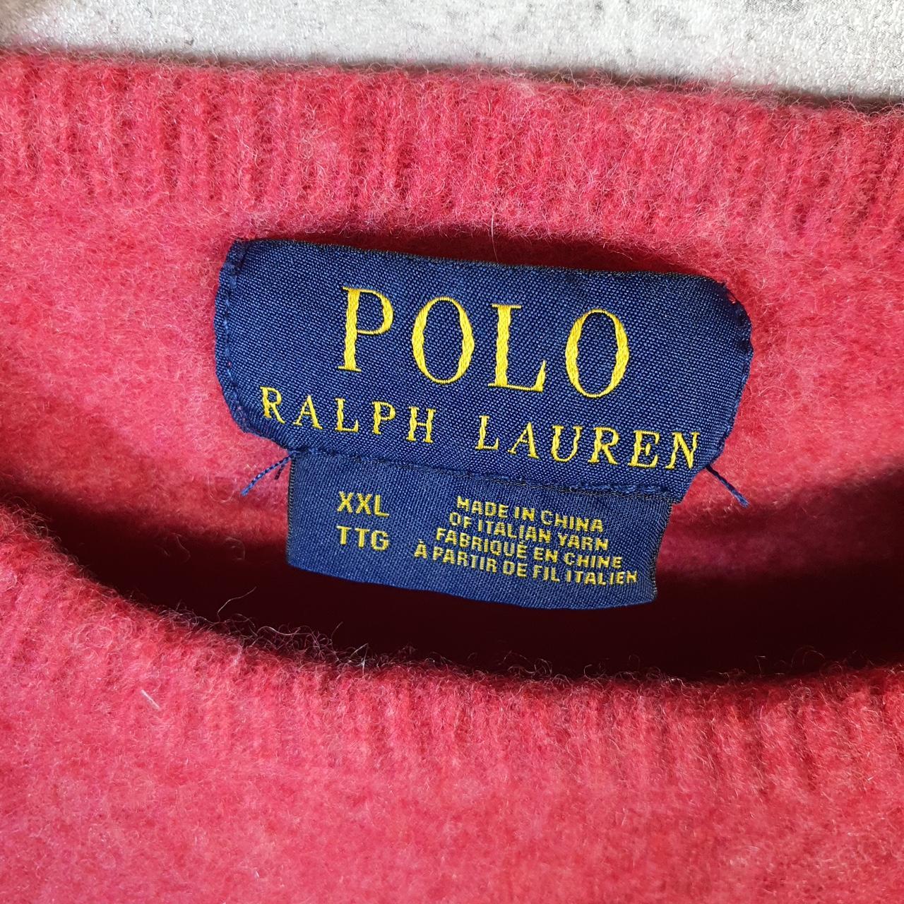 Vintage Ralph Lauren Polo Wool Knit Sweatshirt Womens Medium Pink Pony