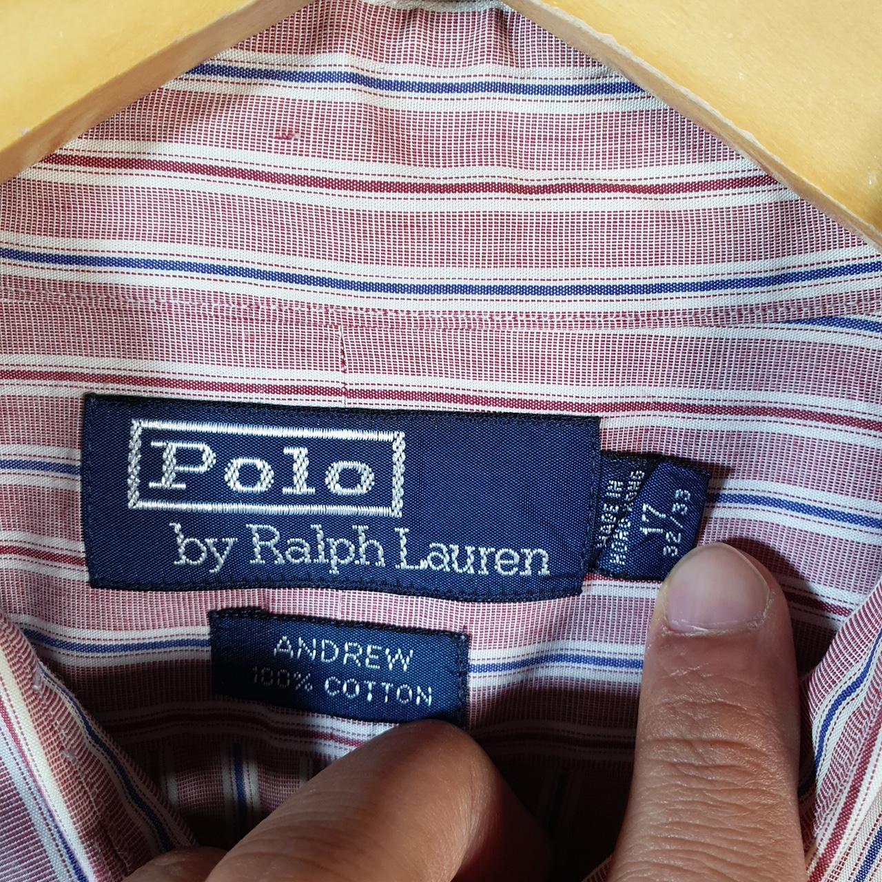Vintage Ralph Lauren Button Down Shirt Men’s Large Pink Striped Andrew Fit Pony Big Fish Vintage