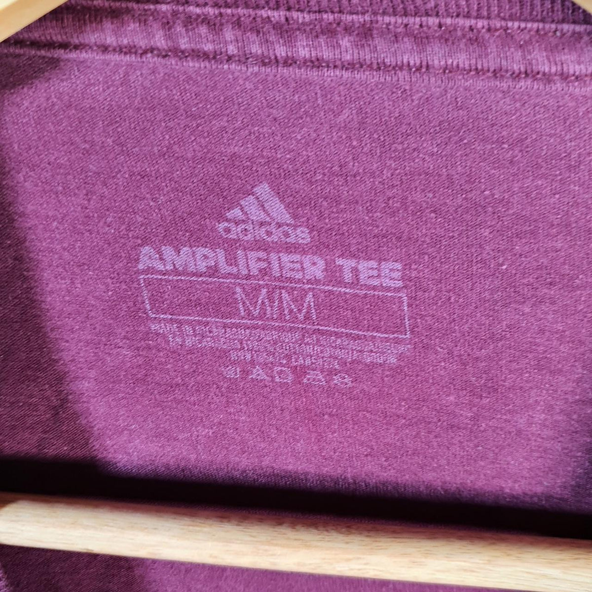 Vintage Adidas Amplifier T Shirt Men’s Medium Burgundy Red Logo