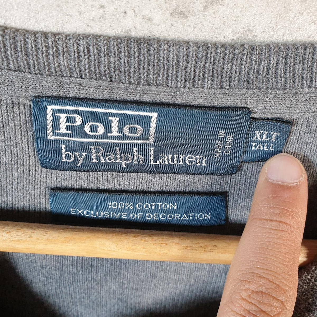 Vintage Ralph Lauren Polo Sweatshirt Men’s XL Tall Grey Cotton Pullover Pony