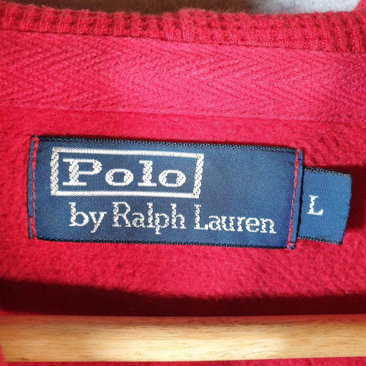 Vintage Ralph Lauren Polo Hoodie Men’s Large Red Cotton Full Zip Pony