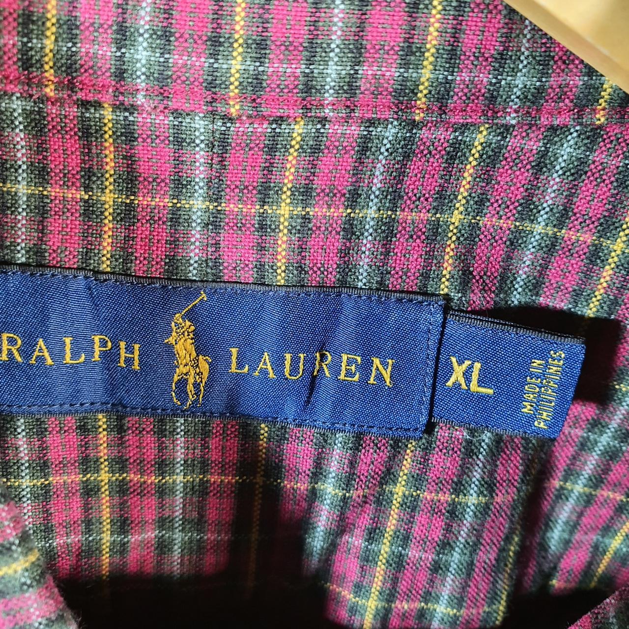 Vintage Ralph Lauren Button Down Shirt Men’s XL Burgundy Checkered Cotton Pony