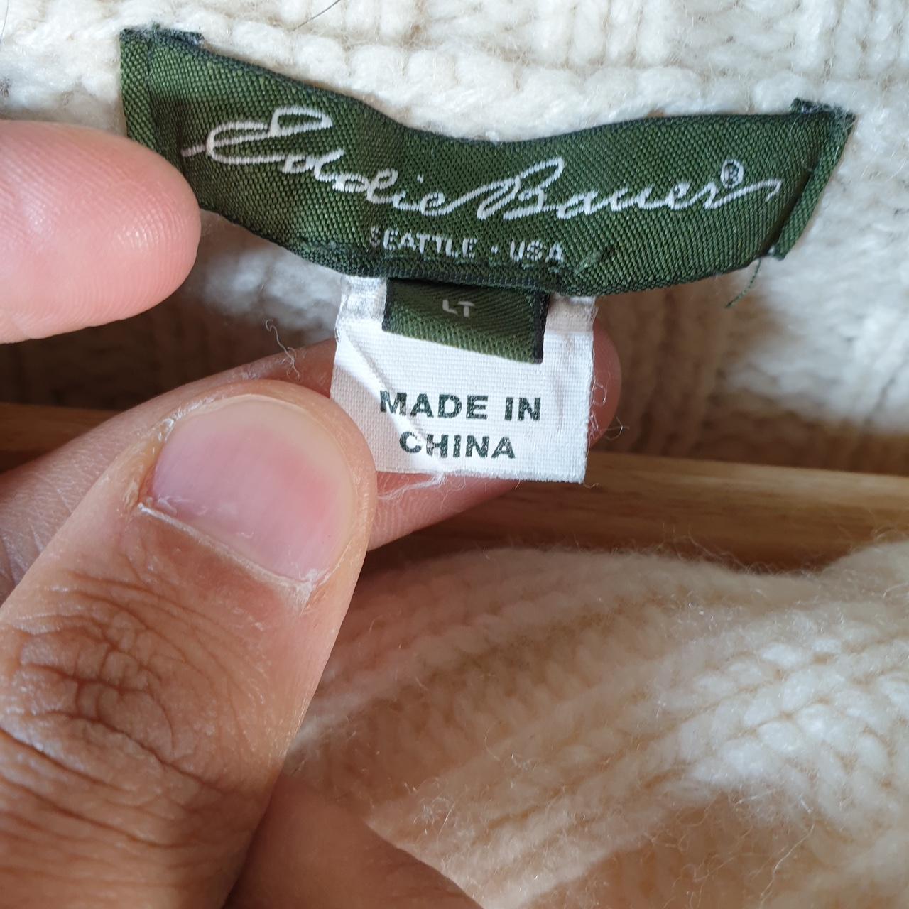 Vintage Eddie Bauer Cable Knit Sweater Womens Large Cream Y2K Pullover Button