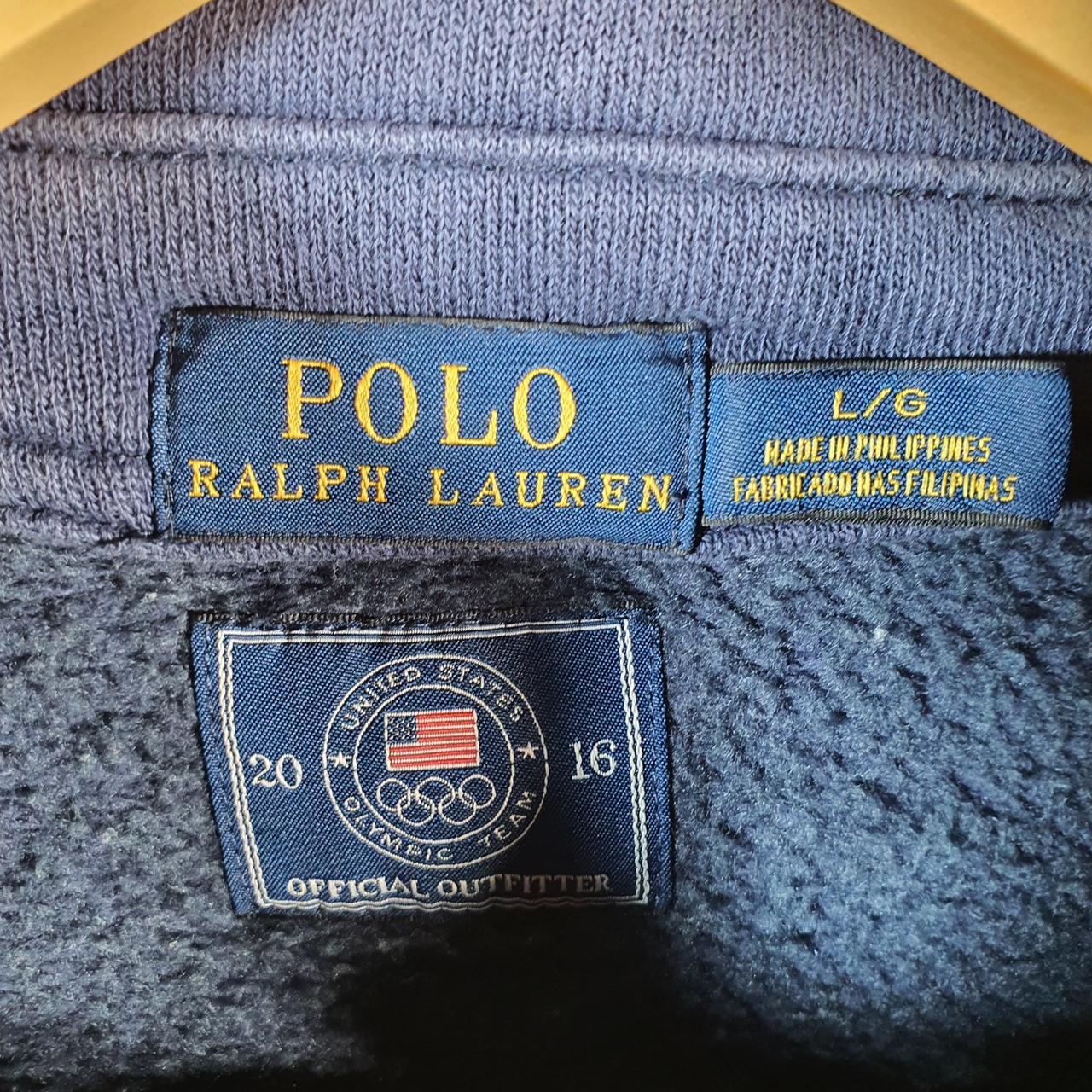 Vintage Ralph Lauren Polo Sweatshirt 2016 Olympics USA Women’s Large Navy Blue 1/4 Zip Pony