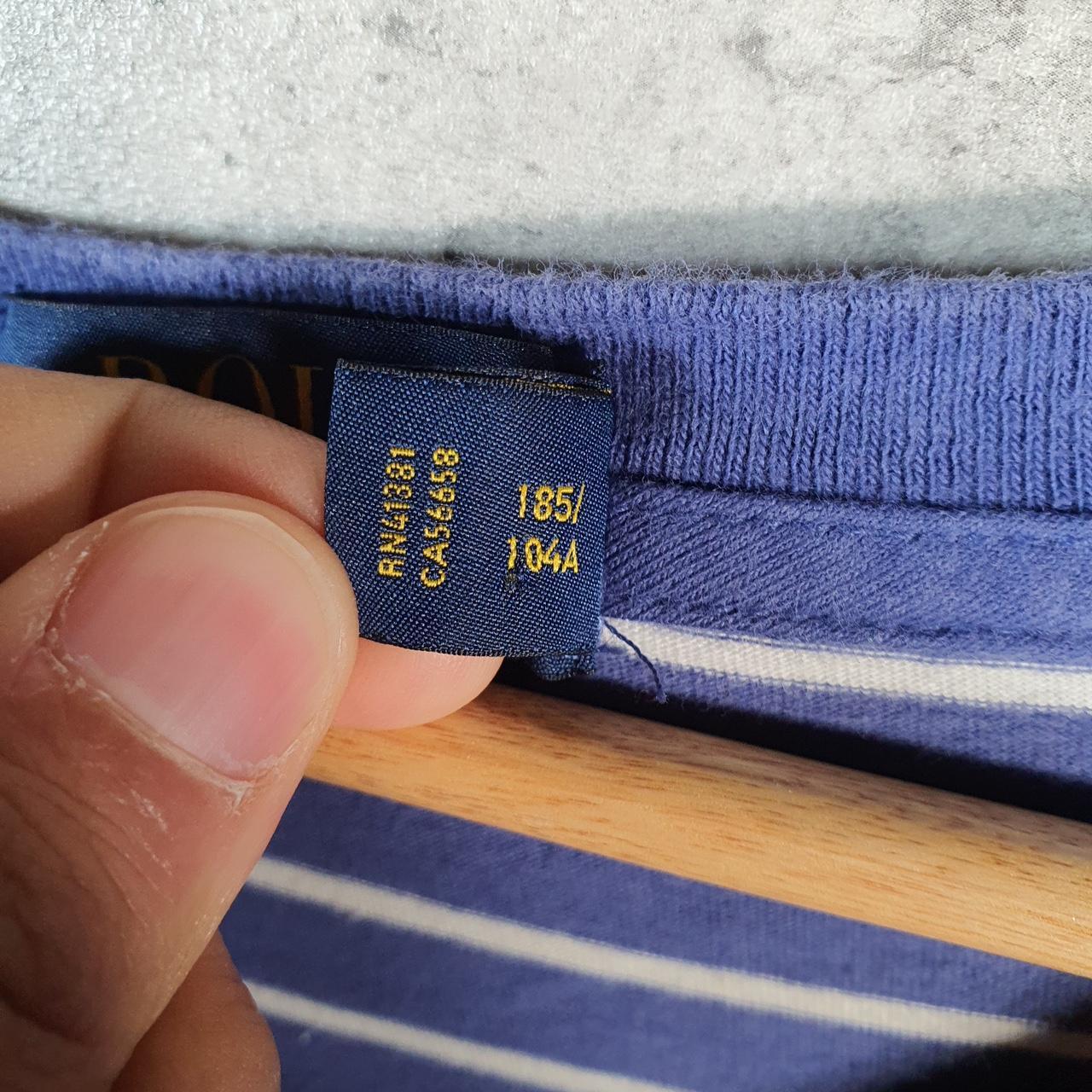 Vintage Ralph Lauren Polo T Shirt Men’s XL Blue Striped Embroidered Pony Classic Fit C9575