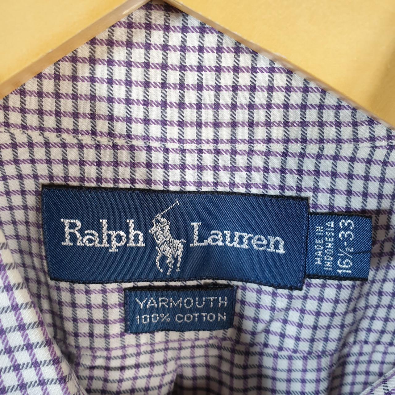 Vintage Ralph Lauren Button Down Shirt Men’s XL Purple Checkered Yarmouth Cotton Pony