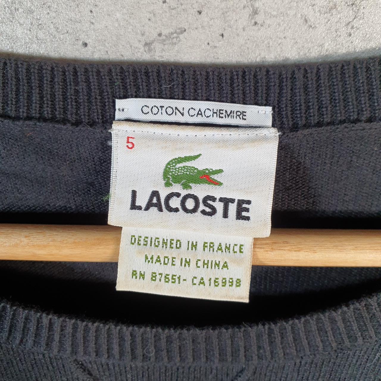 Vintage Lacoste Sweatshirt Men’s Medium Black Pullover Logo Y2K Jumper Logo Casual