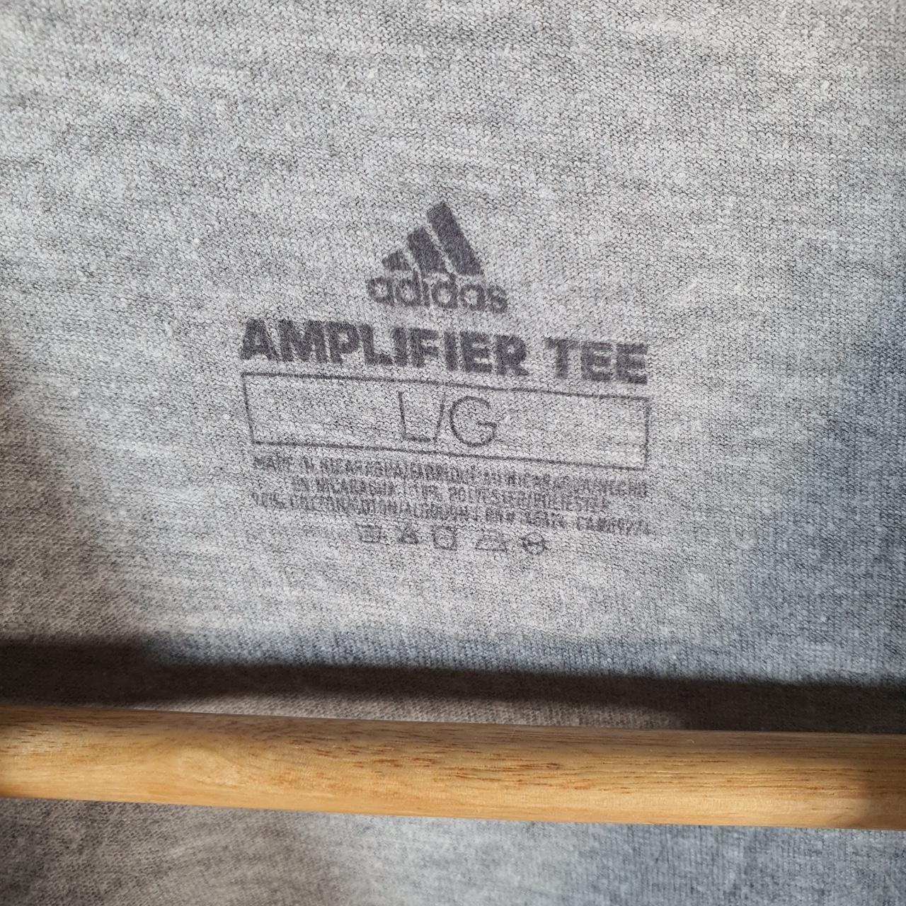 Vintage Adidas Amplifier T Shirt Men’s Large Grey Three Stripes Logo Athletic
