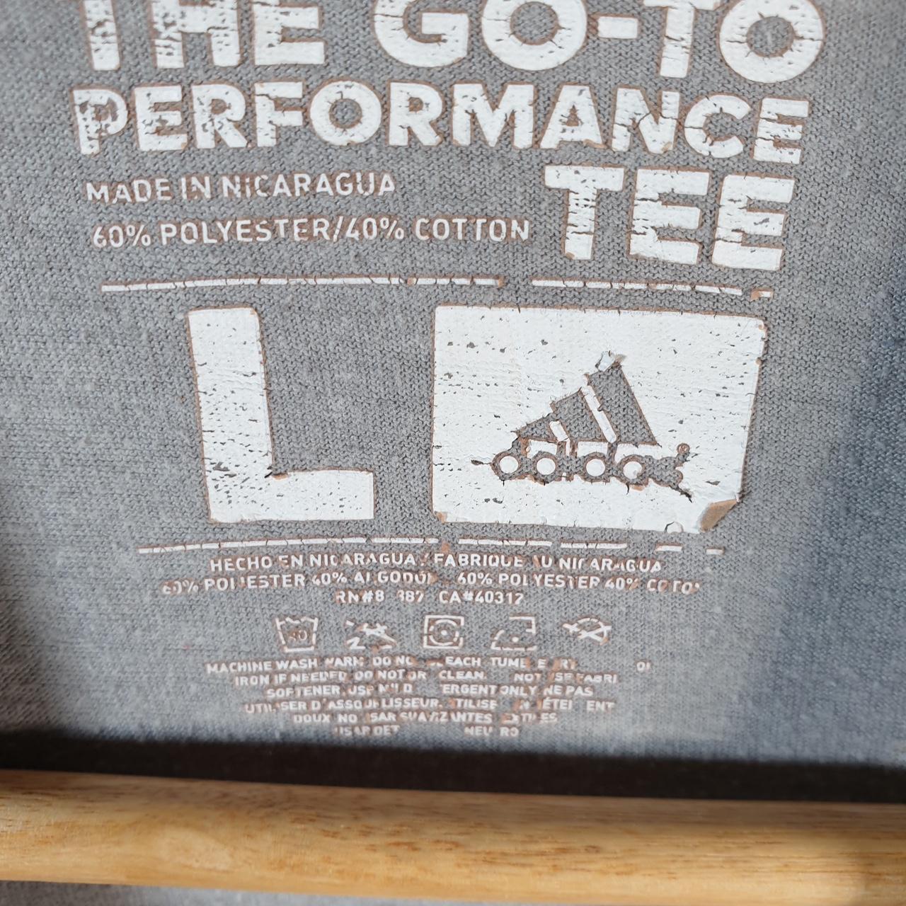 Vintage Adidas Go To Performance T Shirt Men’s Large Grey Three Stripes Logo Athletic