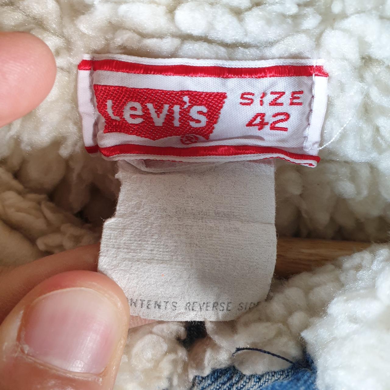 Vintage Levis Denim Jean Trucker Sherpa Jacket Mens Small Blue Sherling USA