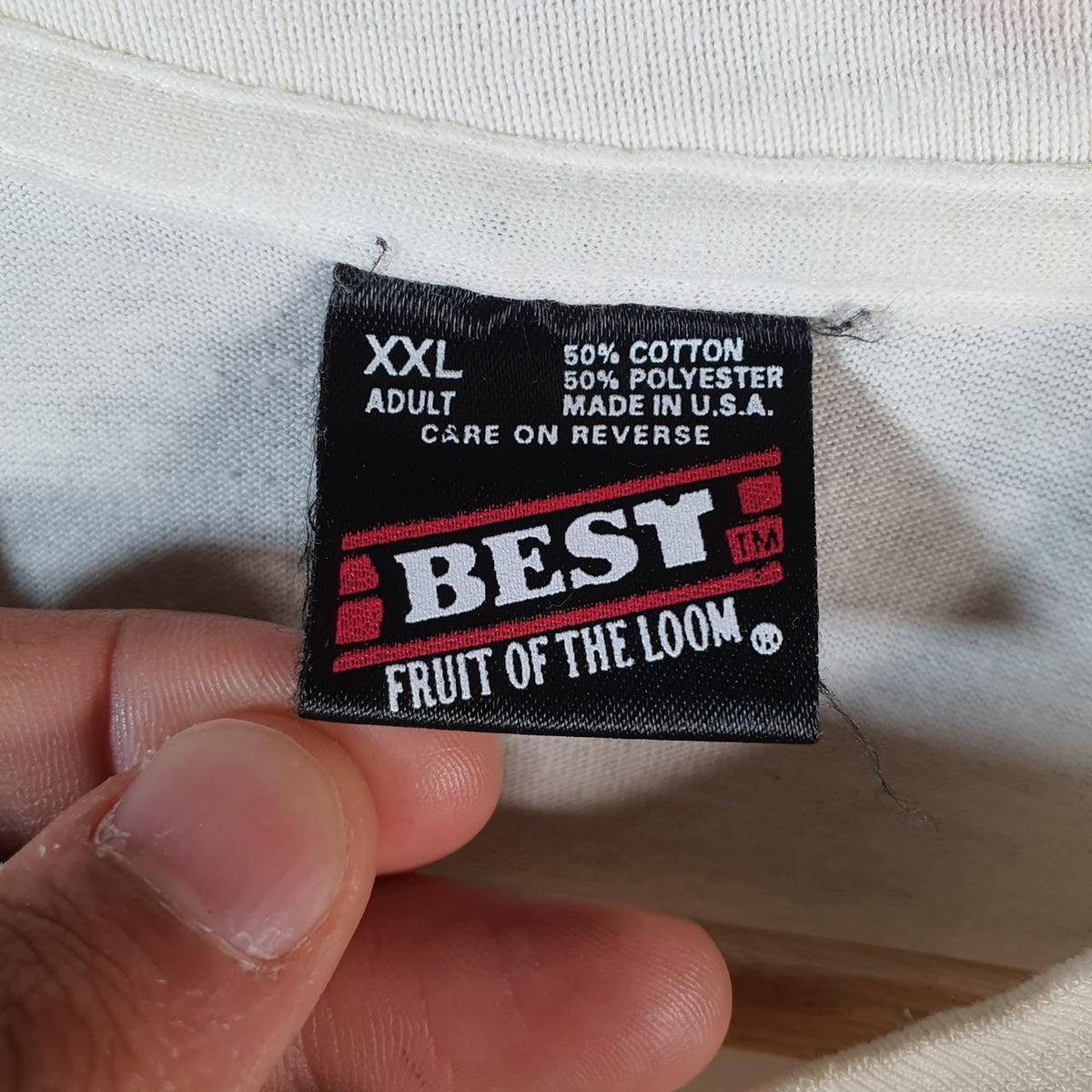 Vintage Fruit of the Loom Best 50s Car Carolina 90s USA Single Stitch T Shirt Men’s 2XL White Big Fish Vintage
