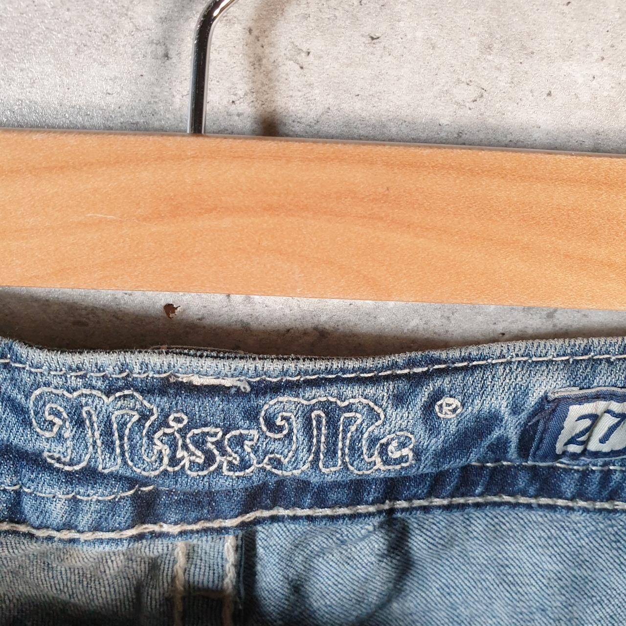 Vintage Miss Me Baggy Y2K Hip Hop Jeans Shorts Jorts Womens W27 Blue Denim Low Rise