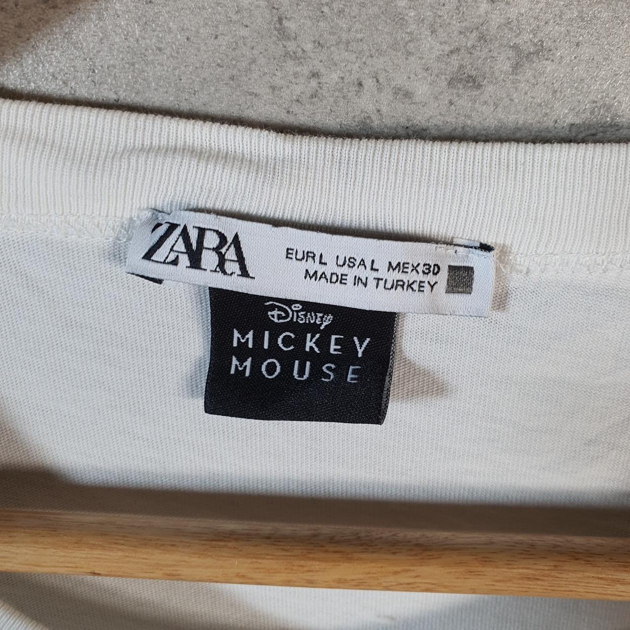 Vintage Zara Disney Land Mickey Mouse T Shirt Men’s Large White Logo Graphic Cartoon