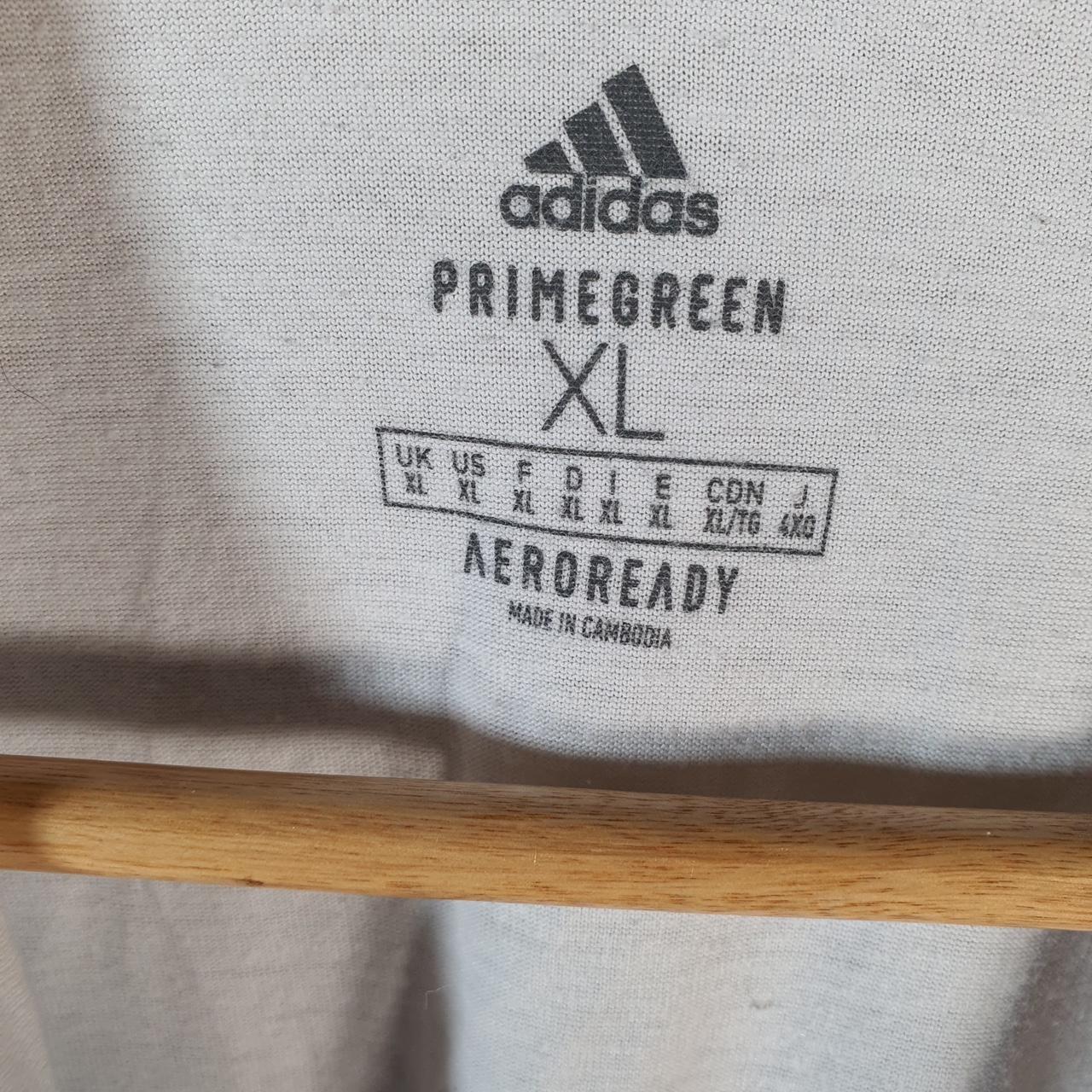 Vintage Adidas Primegreen AeroReady T Shirt Men’s XL White Three Stripes Logo Athletic