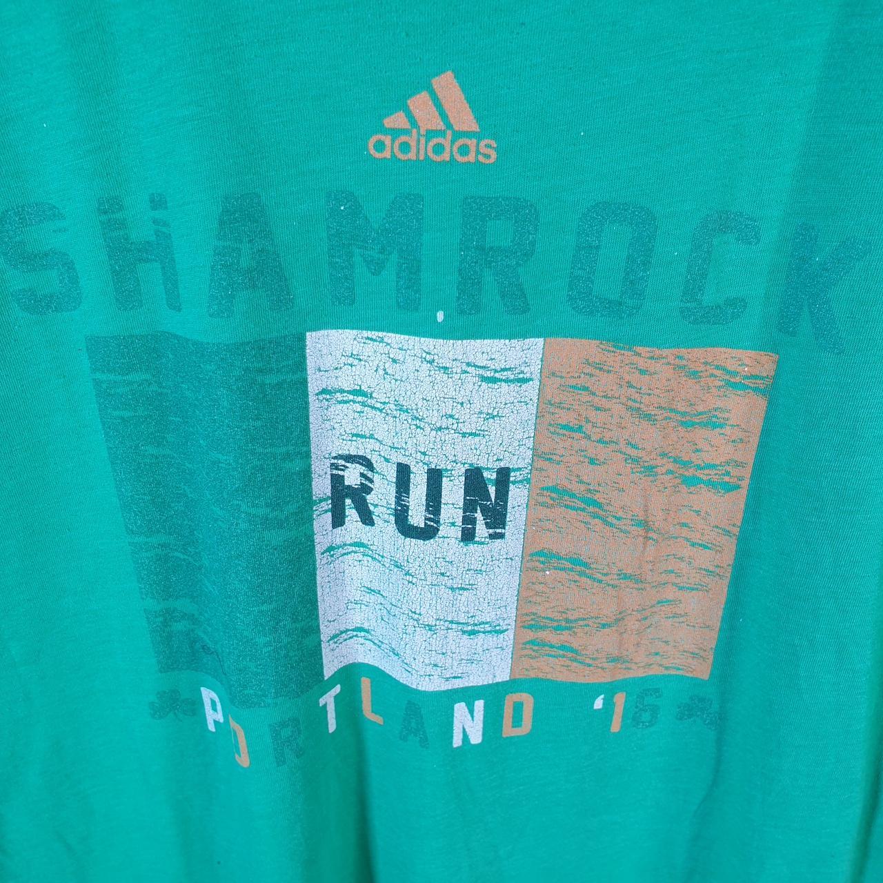 Vintage Adidas Shamrock Run Portland T Shirt Men’s Small Green Three Stripes Logo Athletic