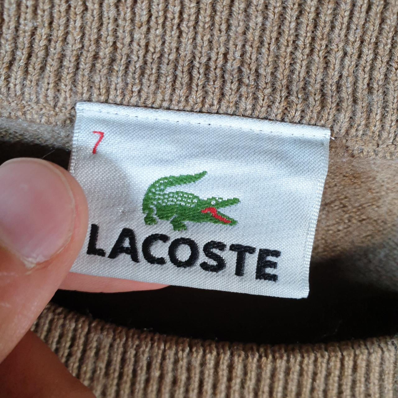 Vintage Lacoste Sweatshirt Wool Womens Large Brown Pullover Logo Y2K Jumper Logo Casual