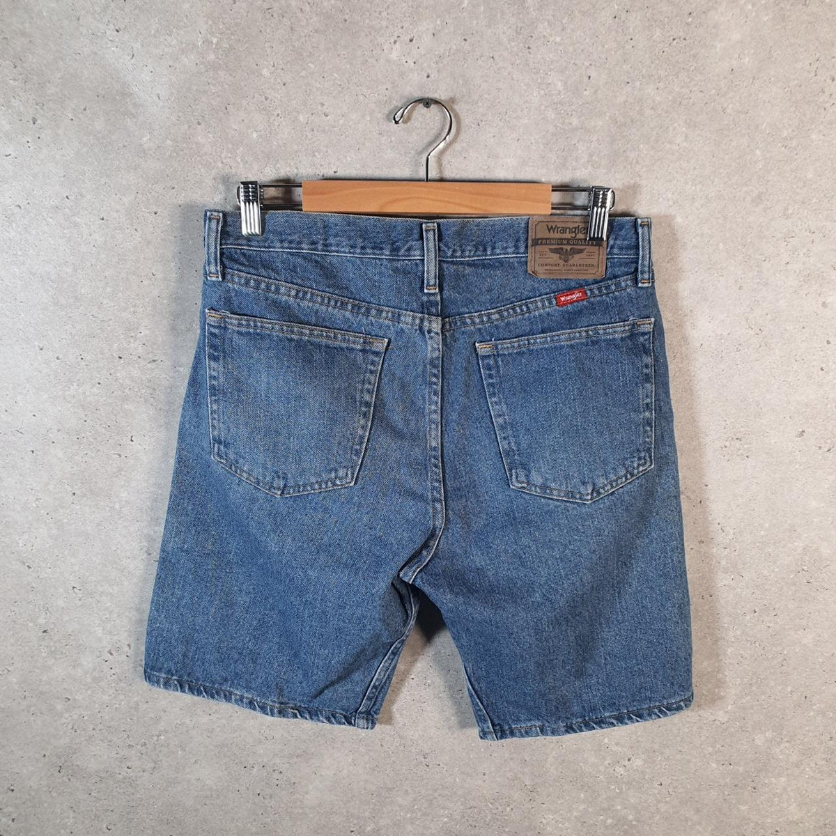 Vintage Wrangler Denim Shorts Jorts Cargo Men’s W32 Blue Baggy Cotton
