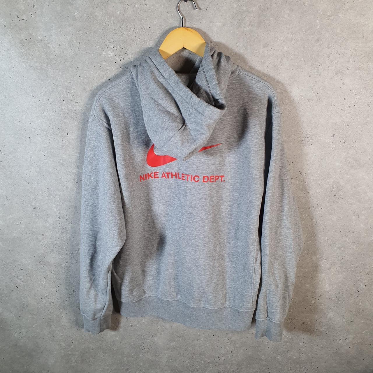 Vintage Nike Athletic Department Hoodie Men’s Medium Grey Swoosh Y2K Pullover Logo