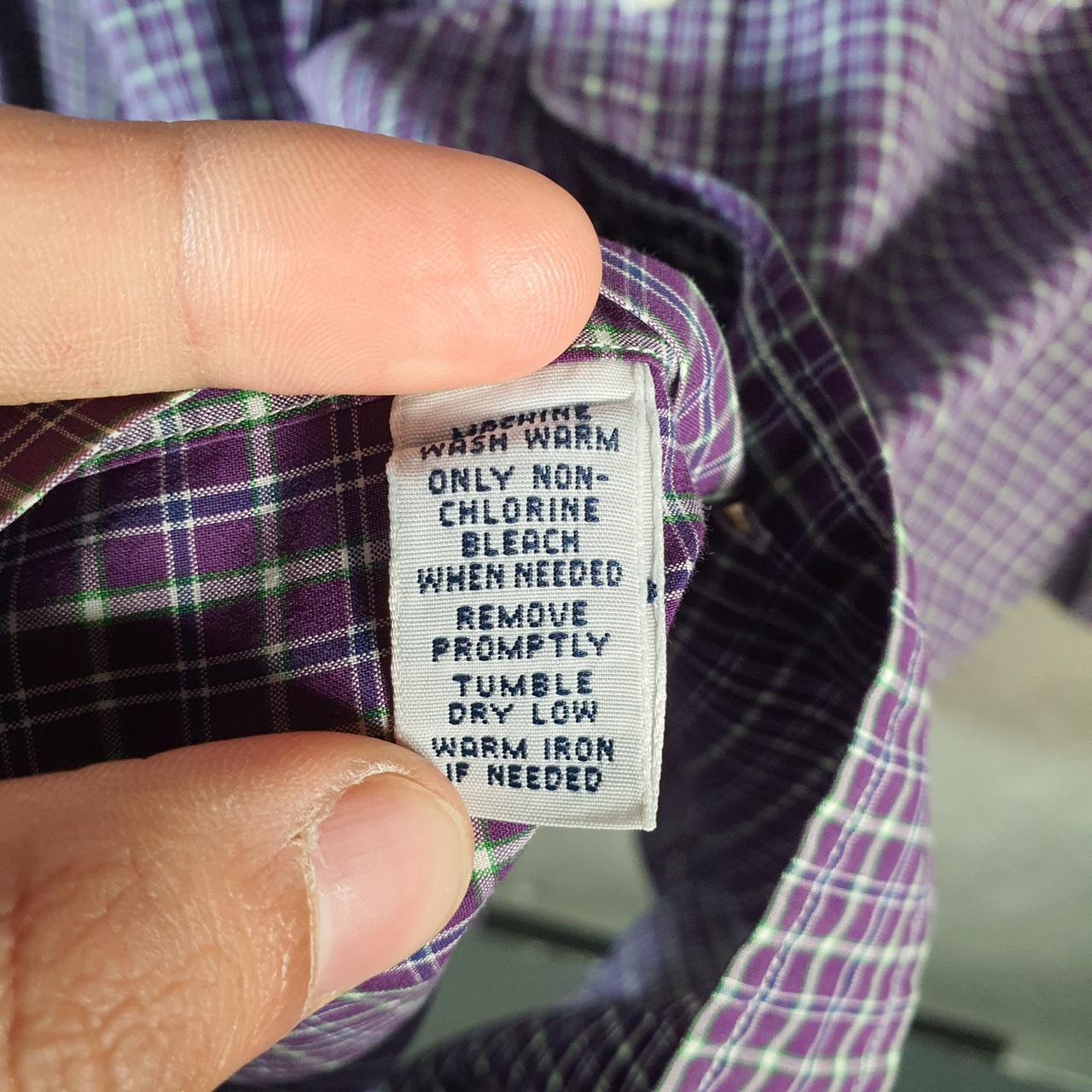 Vintage Ralph Lauren Button Down Shirt Men’s Medium Purple Checkered Custom Fit Cotton Pocket Big Fish Vintage