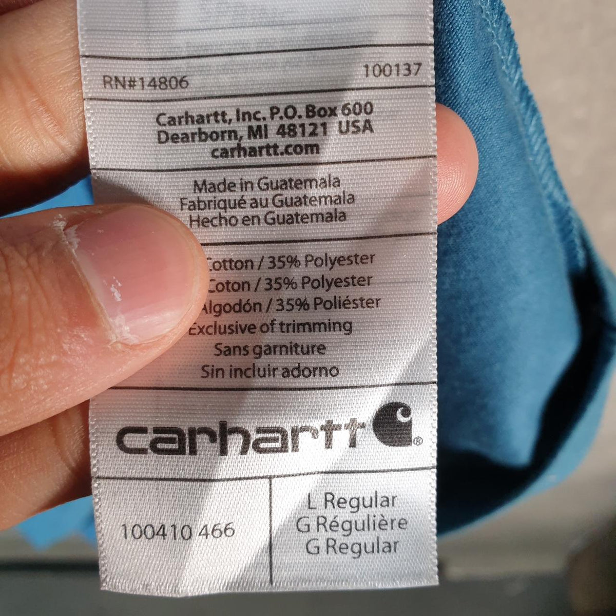 Vintage Carhartt Pocket T Shirt Men’s Large Blue Workwear Chore Utility Relaxed Fit C9178