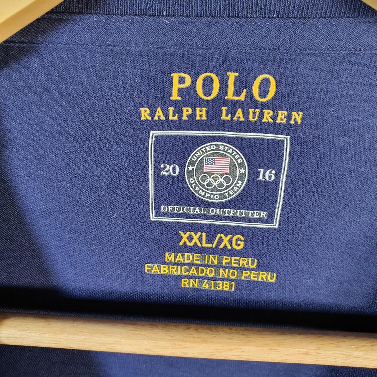 Vintage Ralph Lauren Polo USA 2016 Olympics T Shirt Men’s 2XL Blue Classic Fit Pony