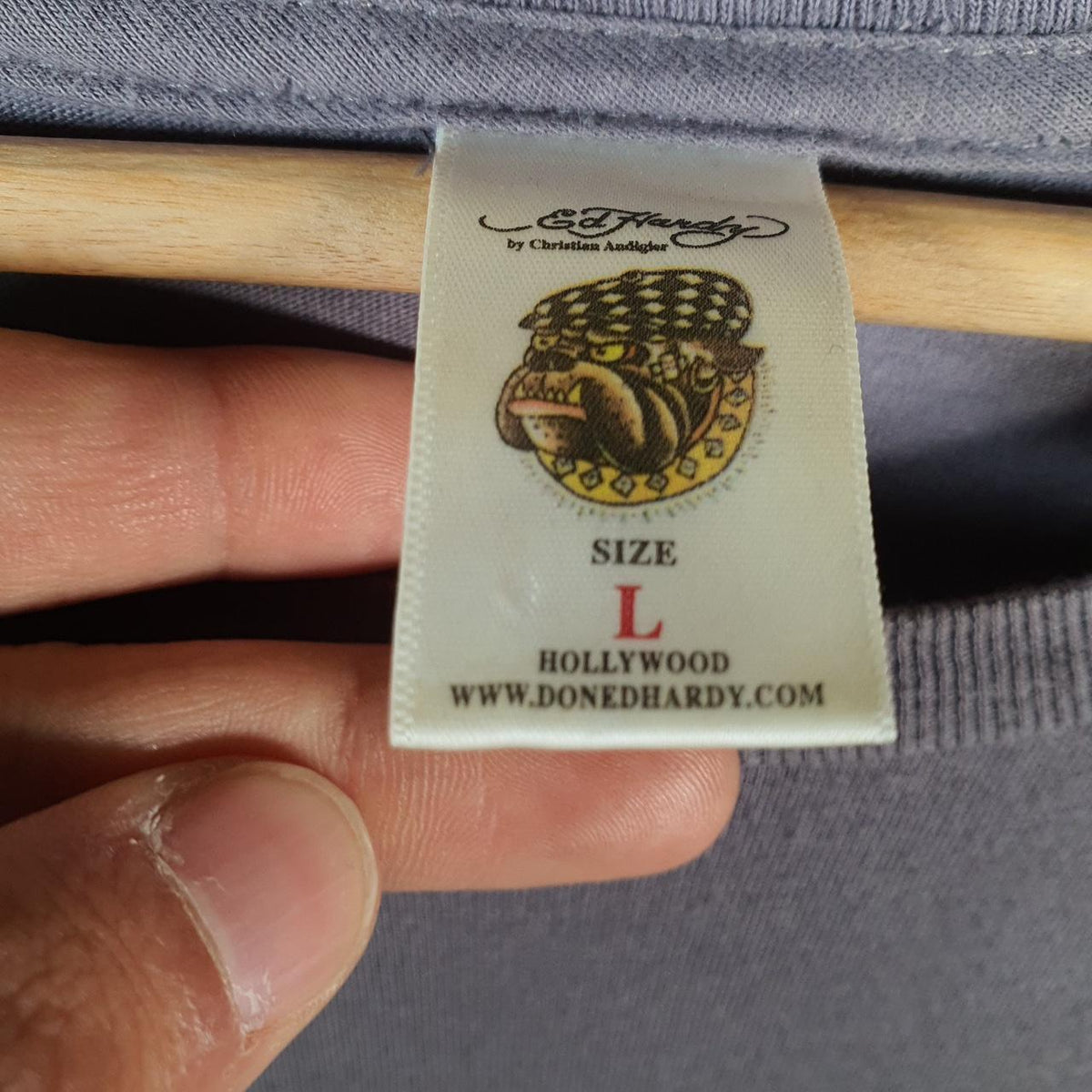 Vintage Ed Hardy T Shirt Men’s Large Purple Christian Audigier Love Heart Graphic Skull Y2K Big Fish Vintage