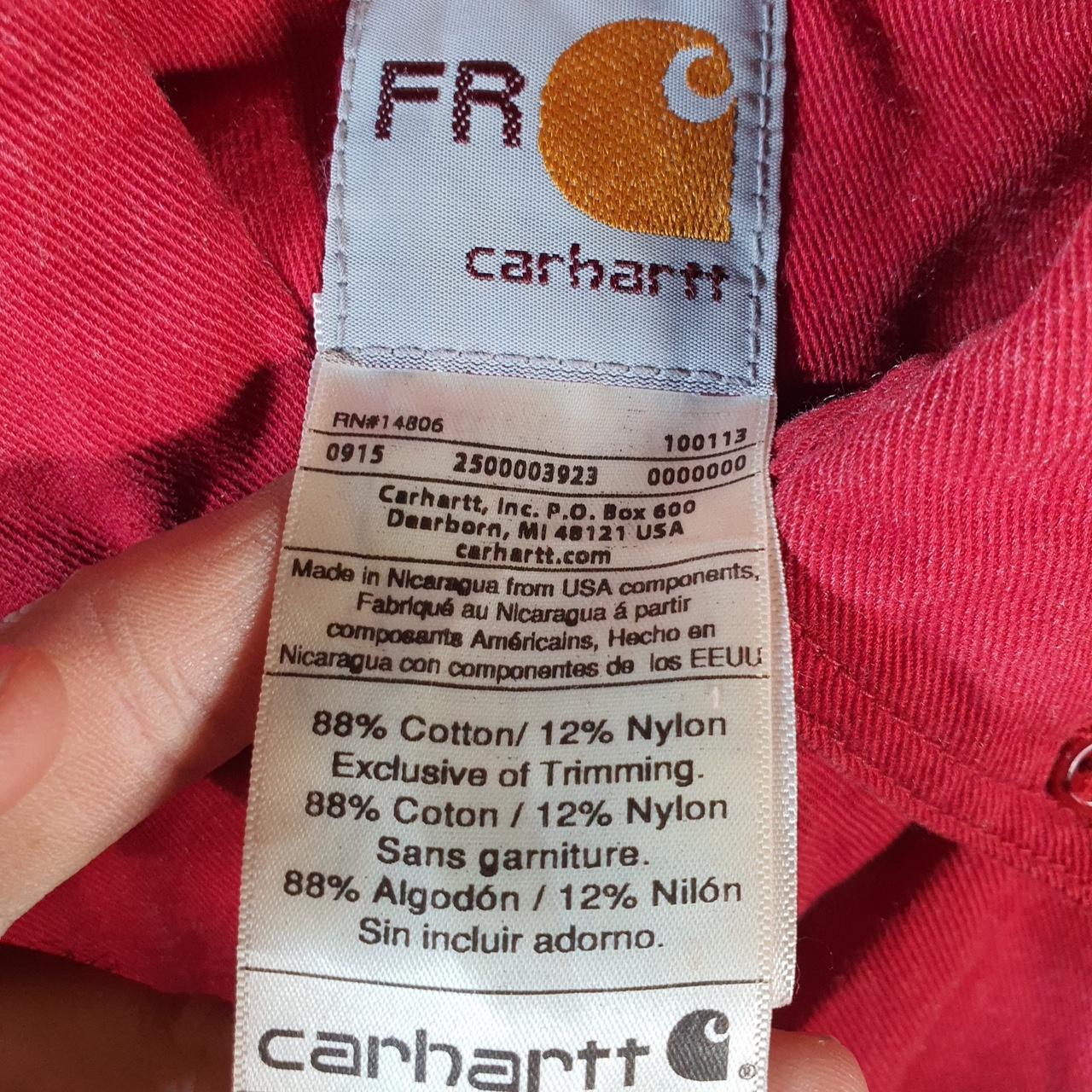 Vintage Carhartt FR Shirt Button Down Mens Large Red Long Sleeve Utility Relaxed Fit